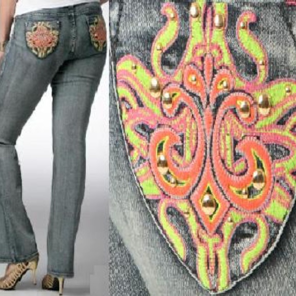 NEW Dereon Y2K , 00's Stretchy bootcut Fleur Stretchy Denim Jeans 9 / 10 - Picture 13 of 17